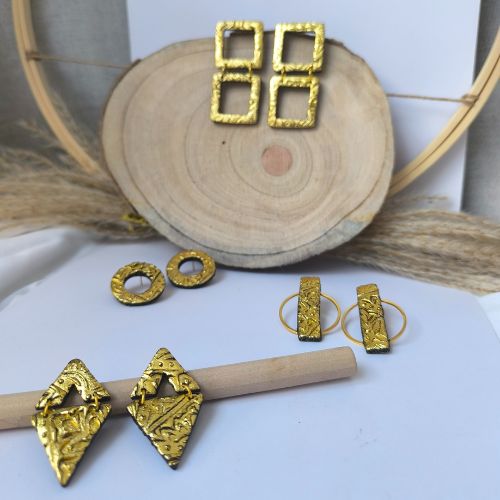 Pendientes de Arcilla Oro | Arrebol Artesanía